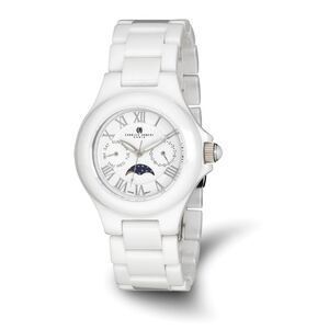 Charles Hubert Mens White Ceramic Multifunction Watch